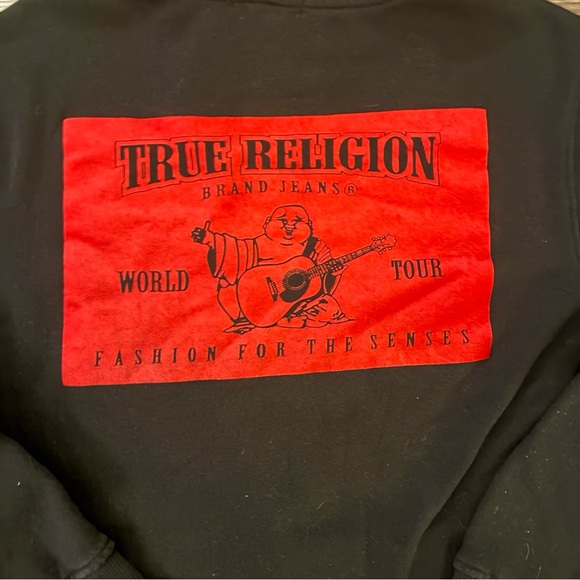 True Religion World Tour Buddha Hoodie Black Red | Men’s M - Picture 2 of 4
